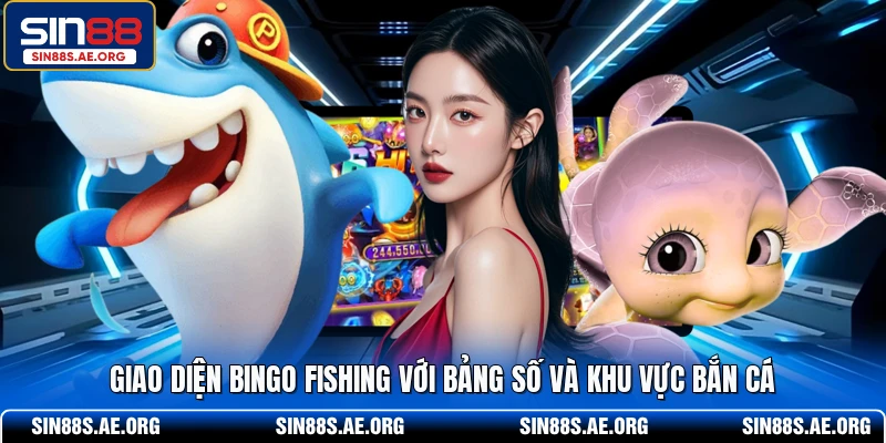 Giao diện Bingo Fishing với bảng số và khu vực bắn cá